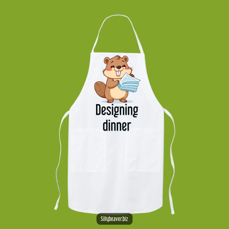 Funny Beaver Blueprint Apron: Chef Beaver Architect Kitchen Gear, Funny Gift