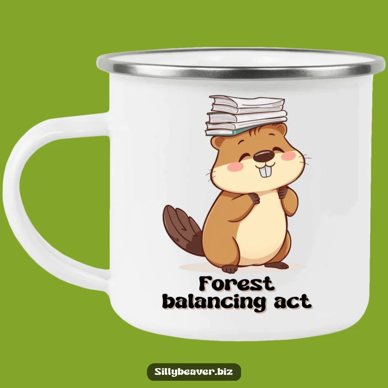 Funny Beaver Paper Camping Mug: Adventure with Balance, Perfect Outdoor Gift