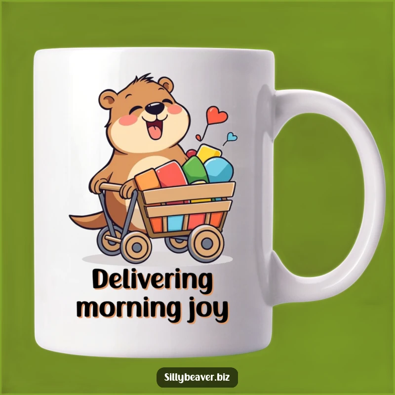 Funny Beaver Joyful Cart Mug: Creative Fun Design, Perfect Gift