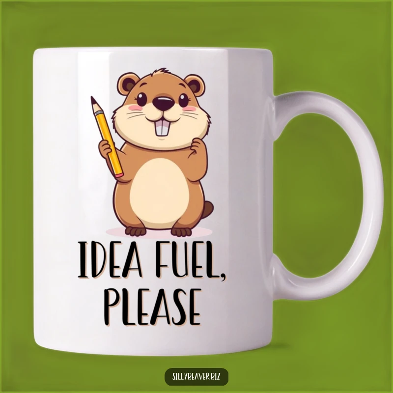 Funny Beaver Inspiration Mug: Cheerful Pencil-Wielding Beaver, Great Gift