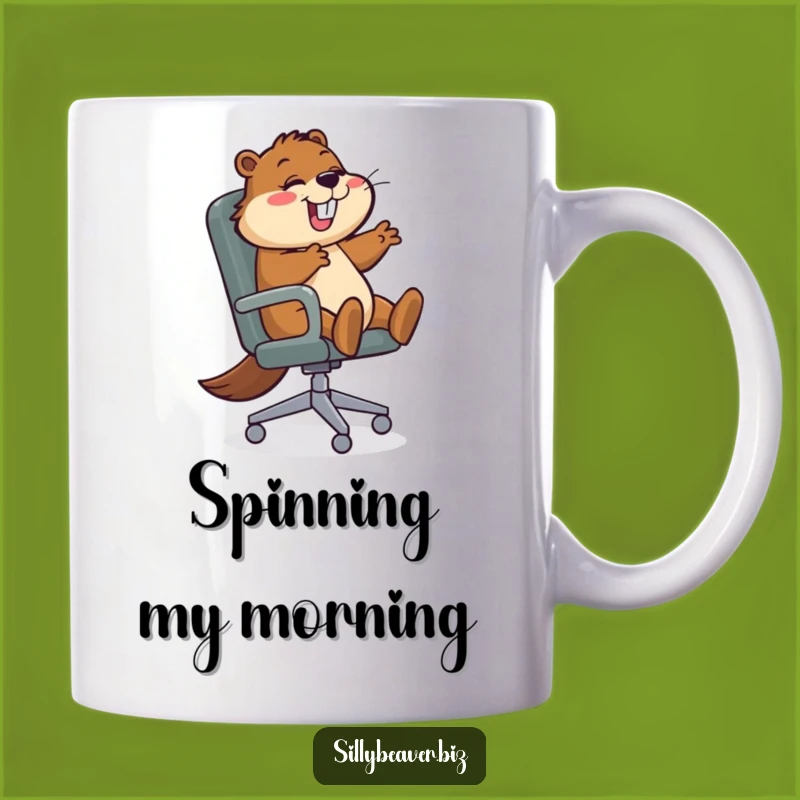 Funny Beaver Office Chair Mug: Work Hard, Spin Harder Gift