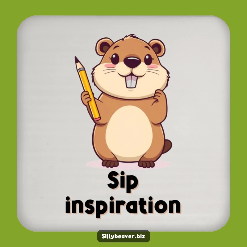 Funny Beaver Inspiration Coaster: Protect Surfaces with Artist Beaver Art, Gift