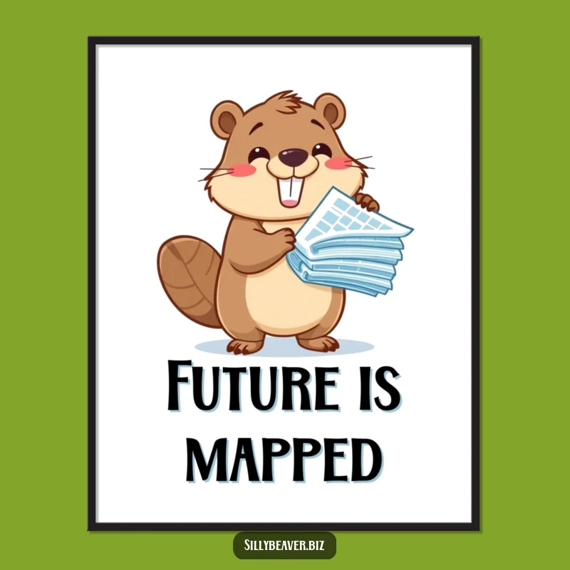 Funny Beaver Blueprint Poster: Whimsical Architect Beaver Wall Art, Unique Decor