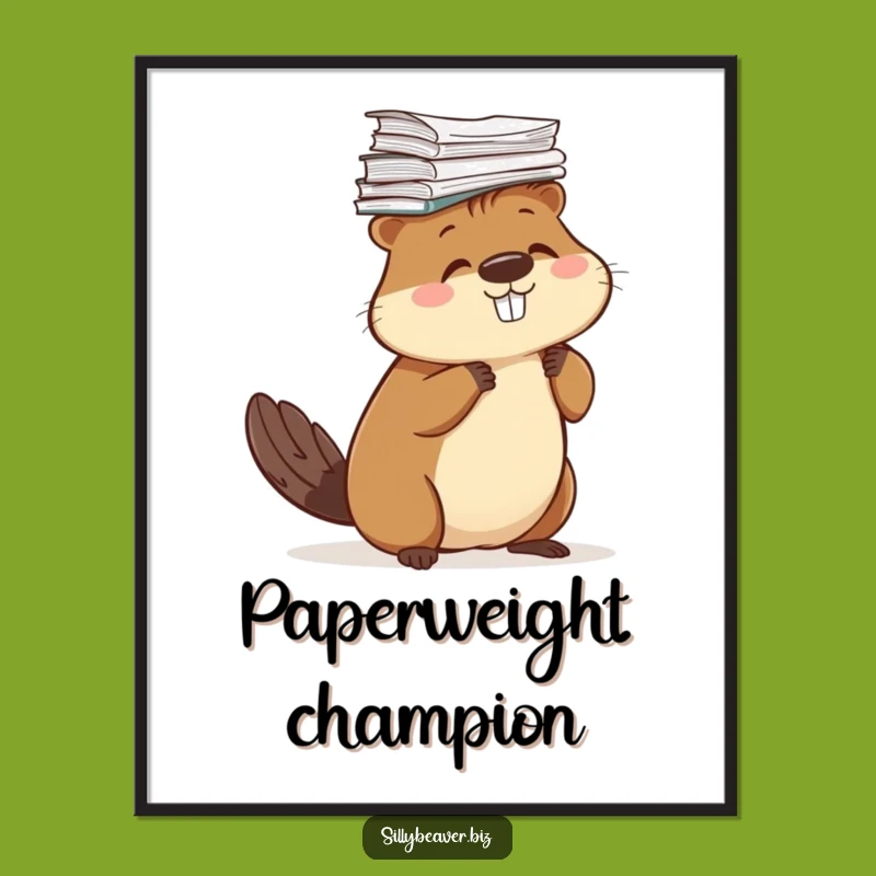 Funny Beaver Paper Poster: Surreal Balance Art, Hilarious Wall Decor Gift