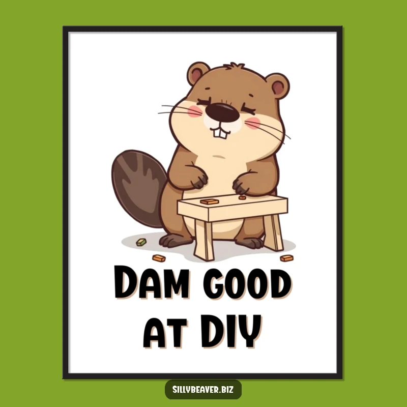 Free Printable Wall Art: Funny Beaver Building Desk DIY Downloadable Decor