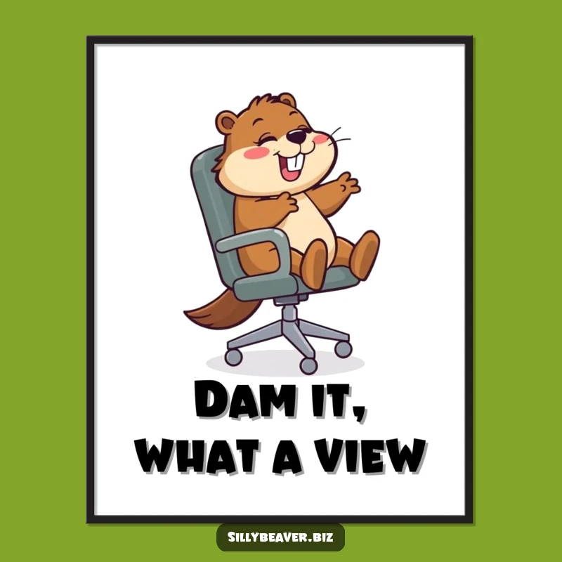 Funny Free Printable Wall Art: Beaver Office Chair Spin, Whimsical Decor