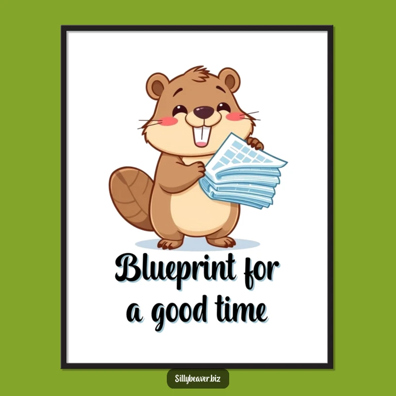 Funny Free Printable Wall Art: Beaver Blueprint Expert, Quirky Downloadable Decor