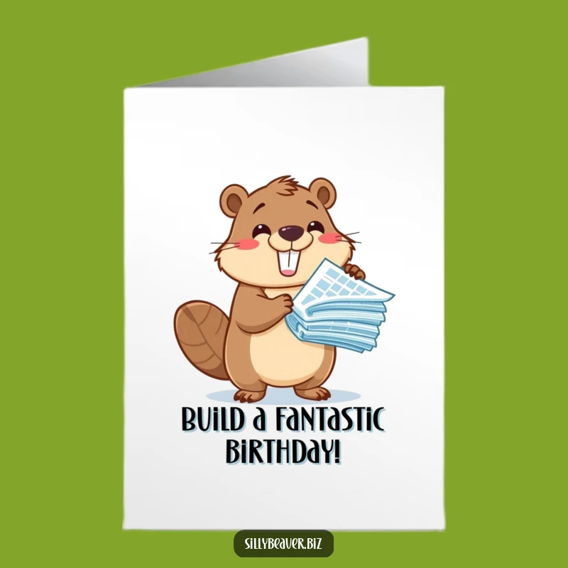 Free Printable Birthday Card: Excited Beaver Designer, Funny Downloadable Greeting Card
