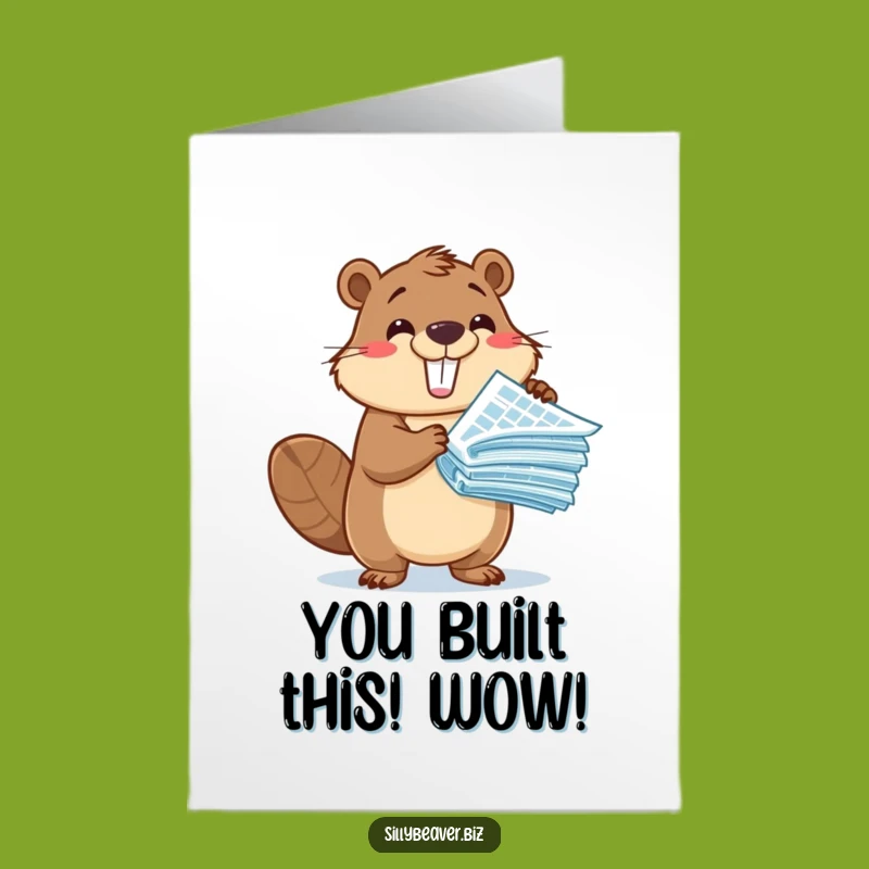 Free Printable Congrats Card: Beaver Architect, Funny Downloadable Greeting for Big Projects