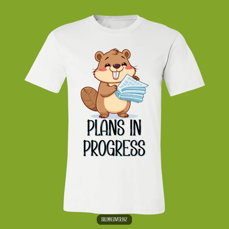Funny Beaver Blueprint T-Shirt: Enthusiastic Architect Beaver Tee, Gift for Builders