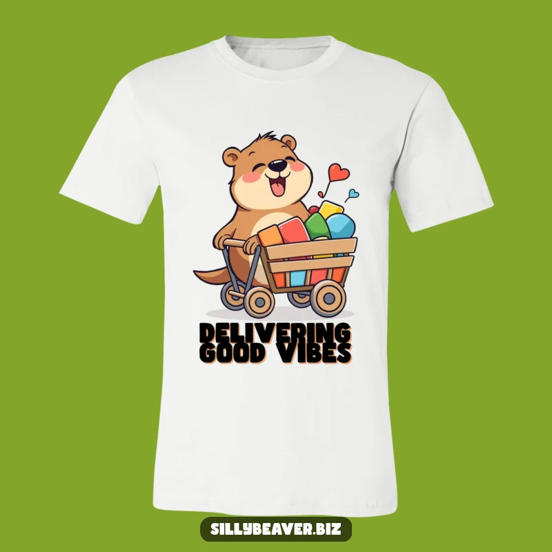 Funny Beaver Creative Cart Tee: Expressive Fun Design, Ideal T-Shirt Gift